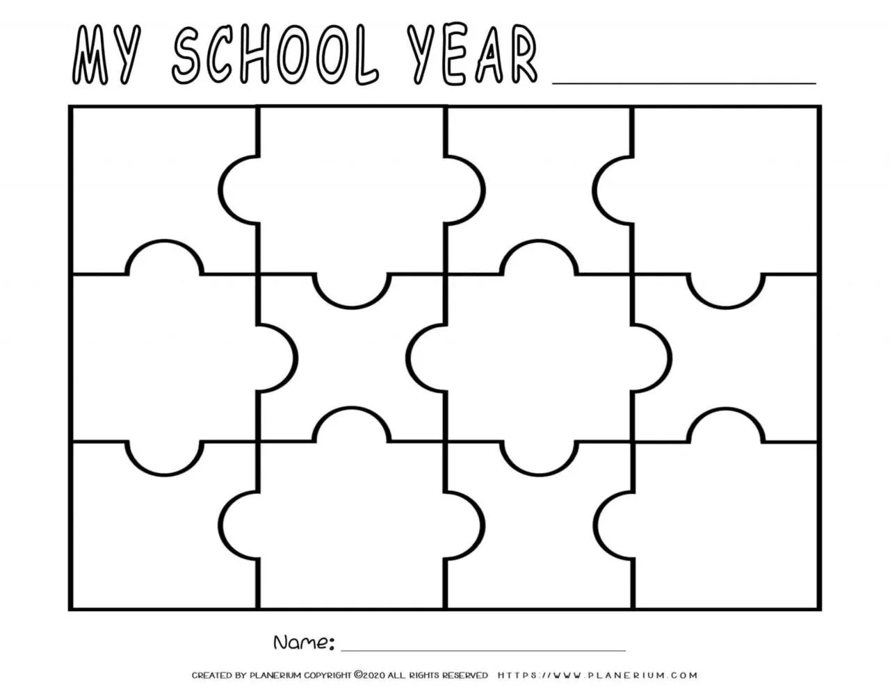 End of Year Worksheet Review School Year Puzzle 12 Pieces Template