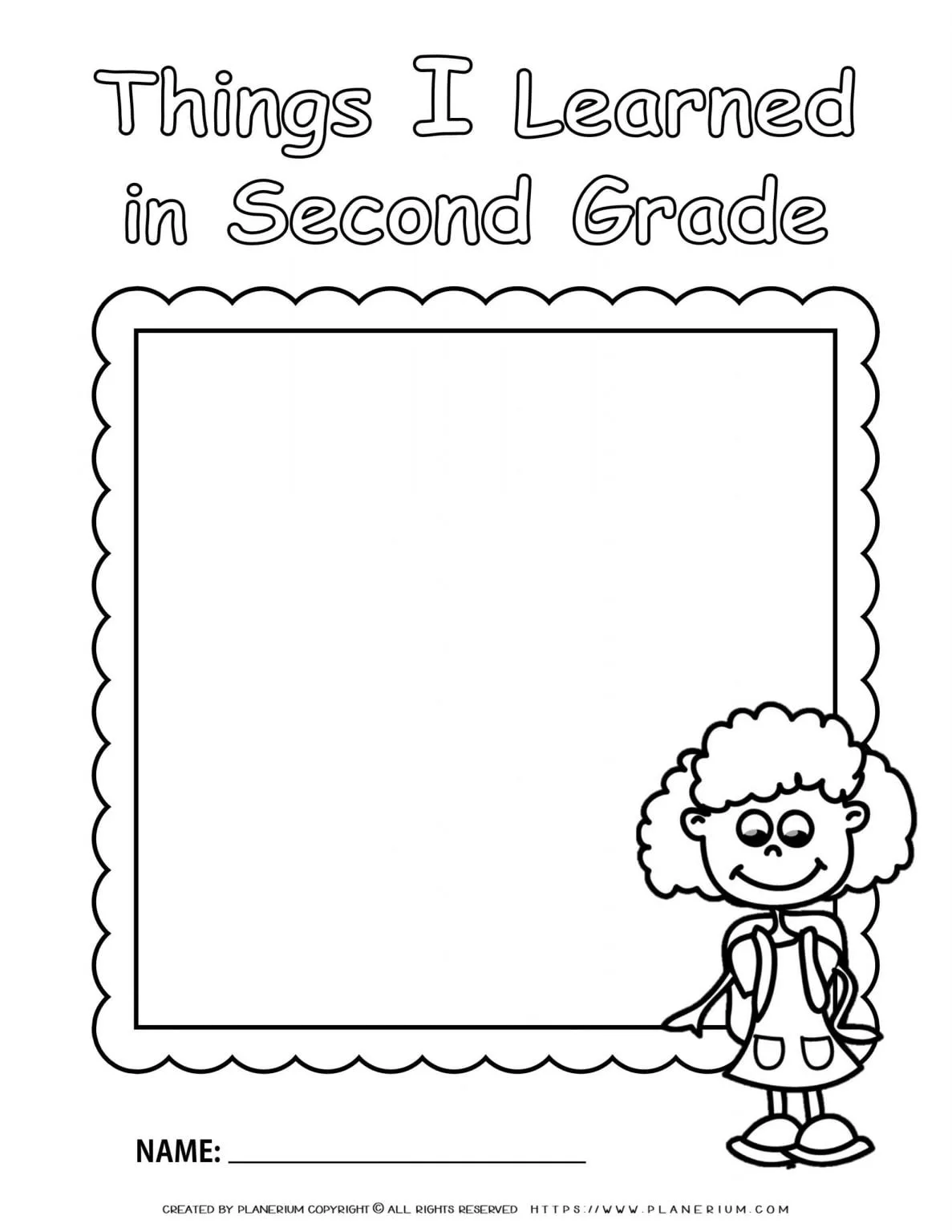 End of Year Worksheet Review School Year Second Grade Girl