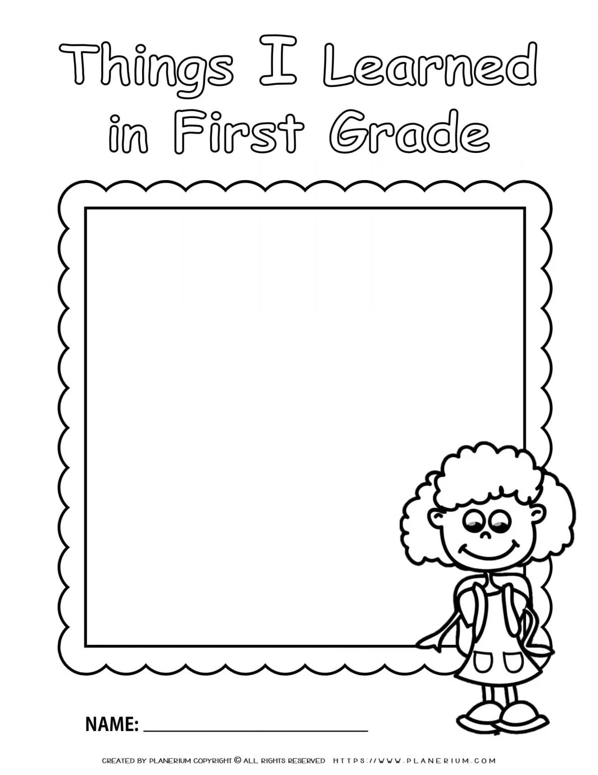 End of Year - Worksheet - Review First Grade - Girl
