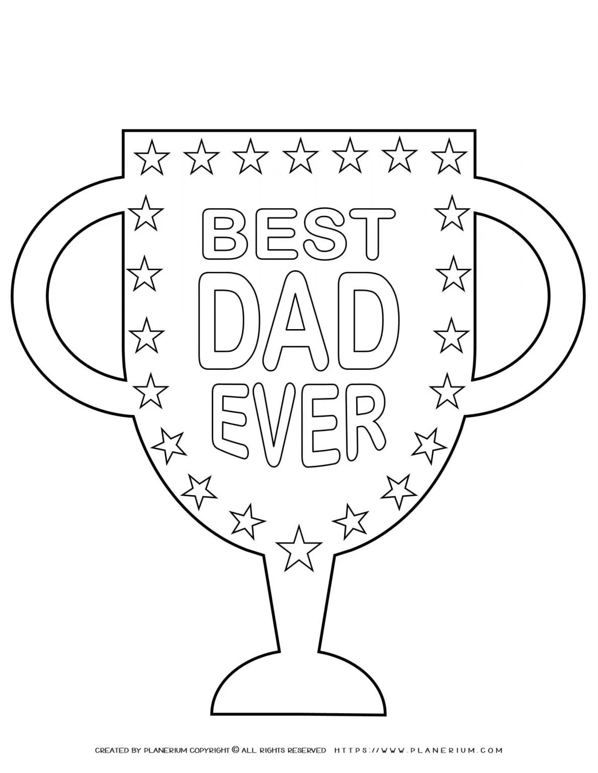 Father's Day - Coloring Page - Best Dad Ever Trophy