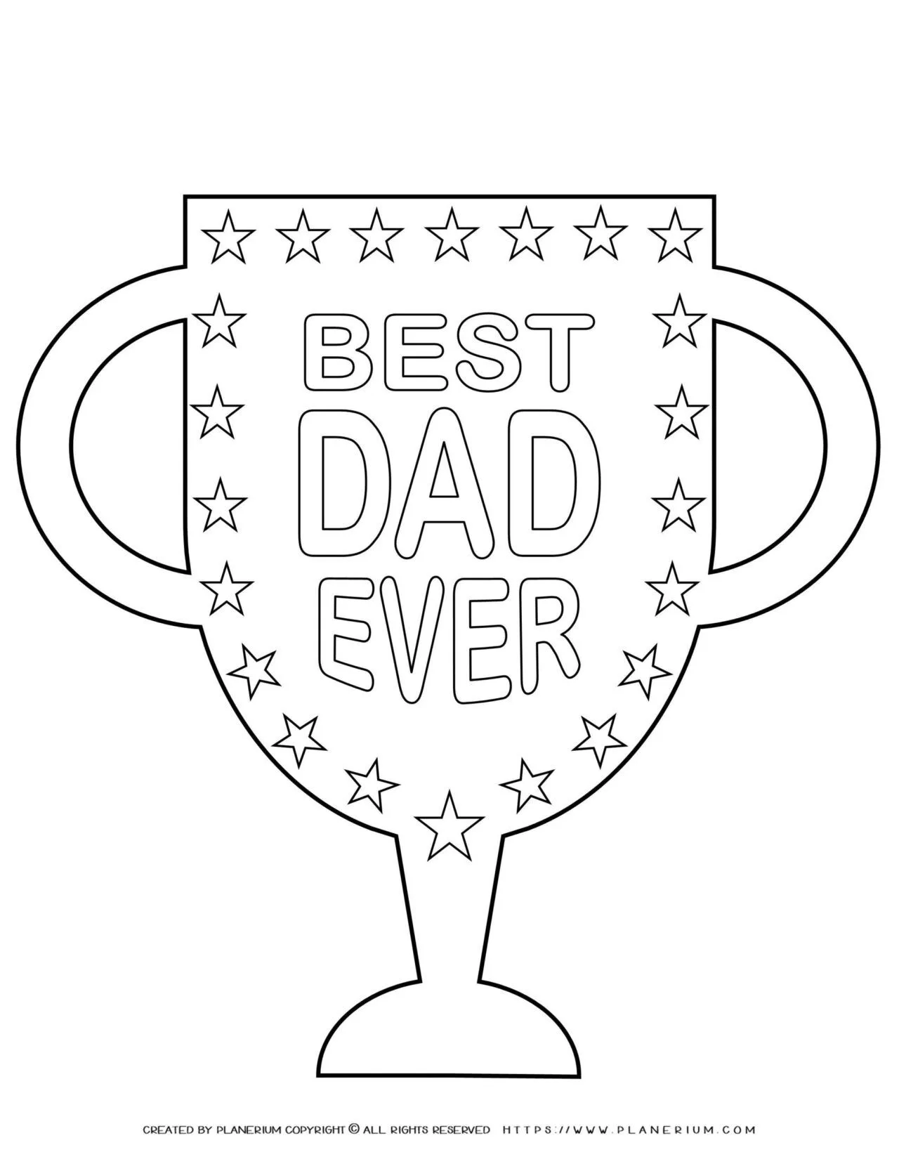 Father's Day - Coloring Page - Best Dad Ever Trophy