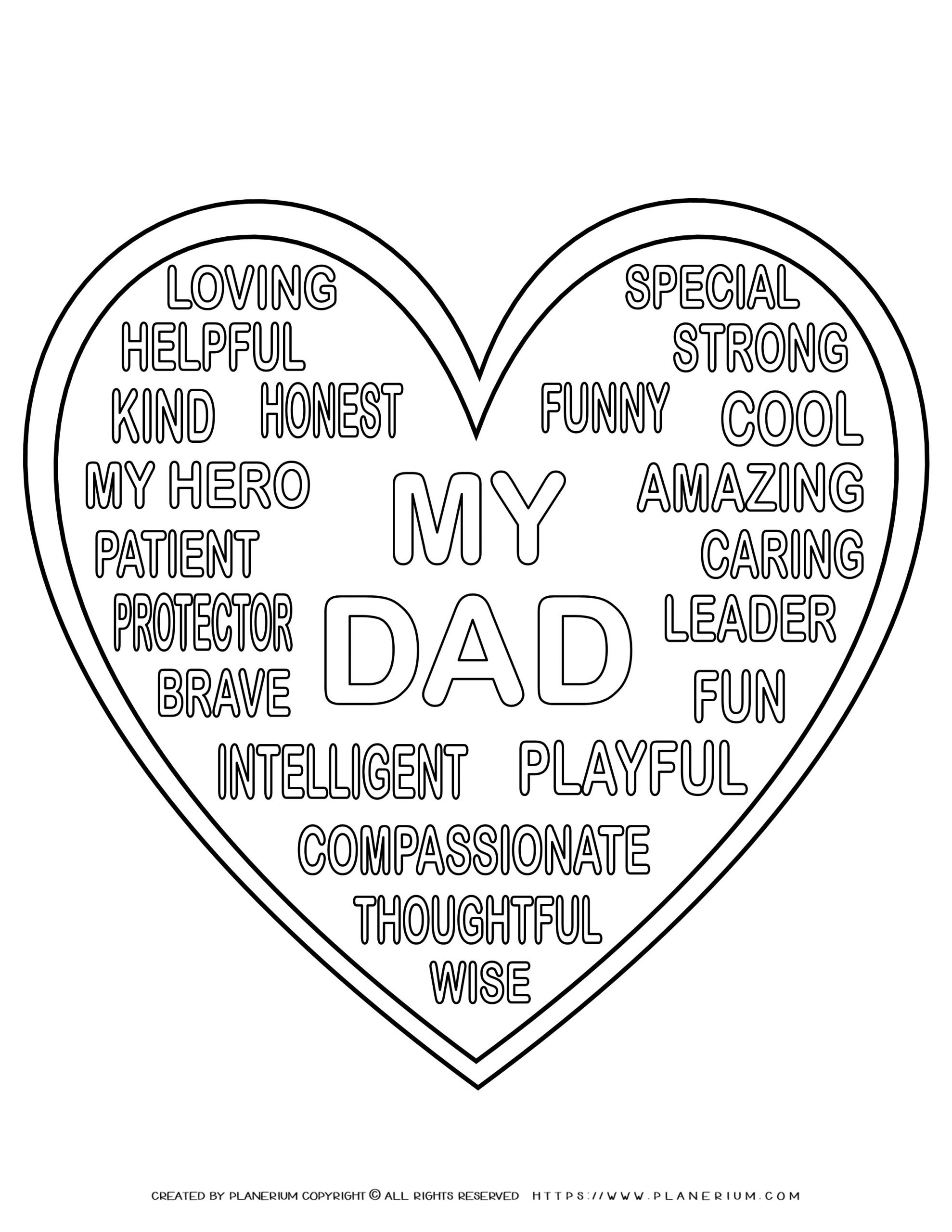 Download Father's Day - Coloring Page - Big Heart of Words | Planerium