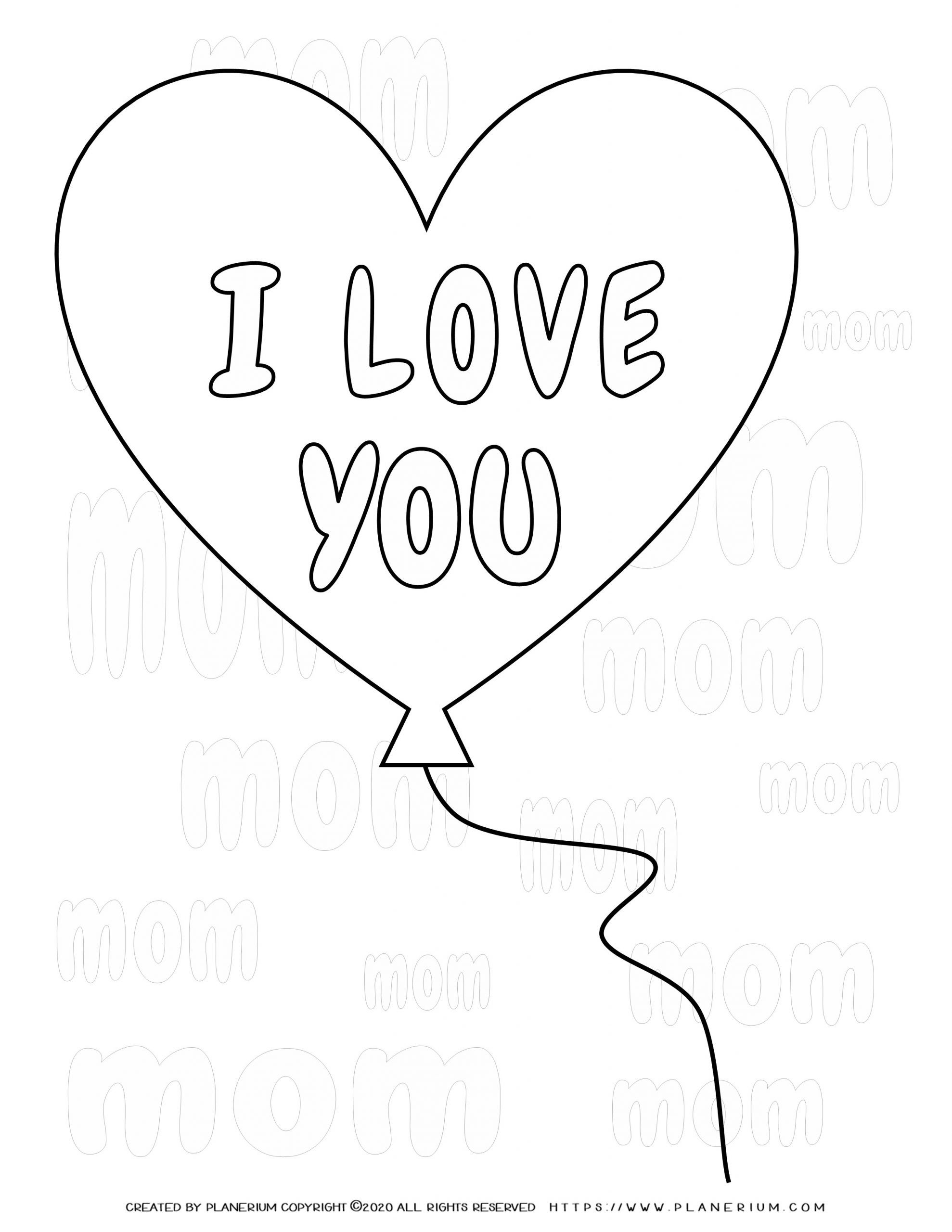 Mother S Day Coloring Page I Love You Mom Planerium