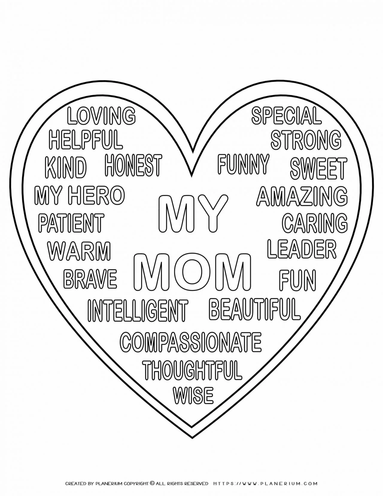 Mother's Day 4 Coloring Heart Cards for Mom or Mum