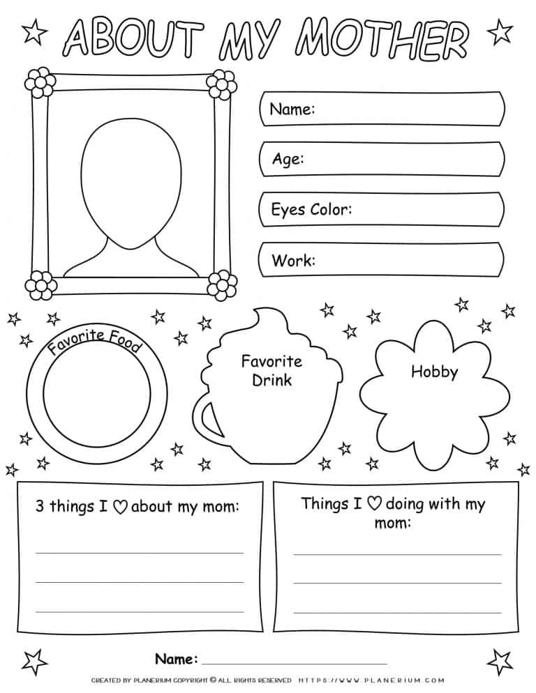 Mother's day - Worksheet - About my Mother | Planerium