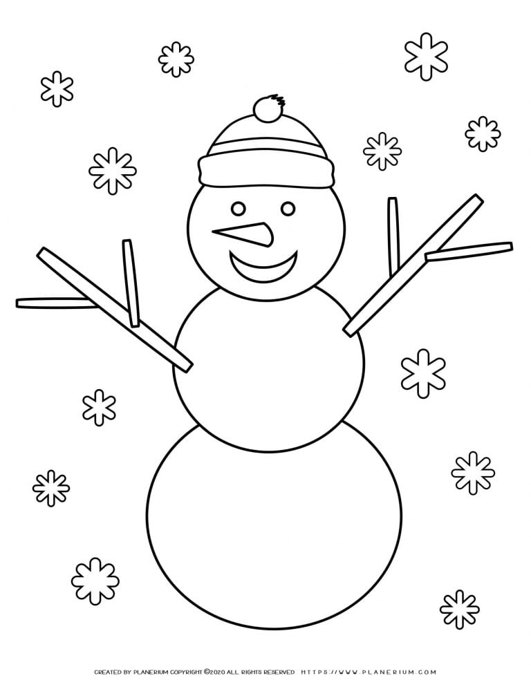 Winter - Coloring pages - Snowman | Planerium