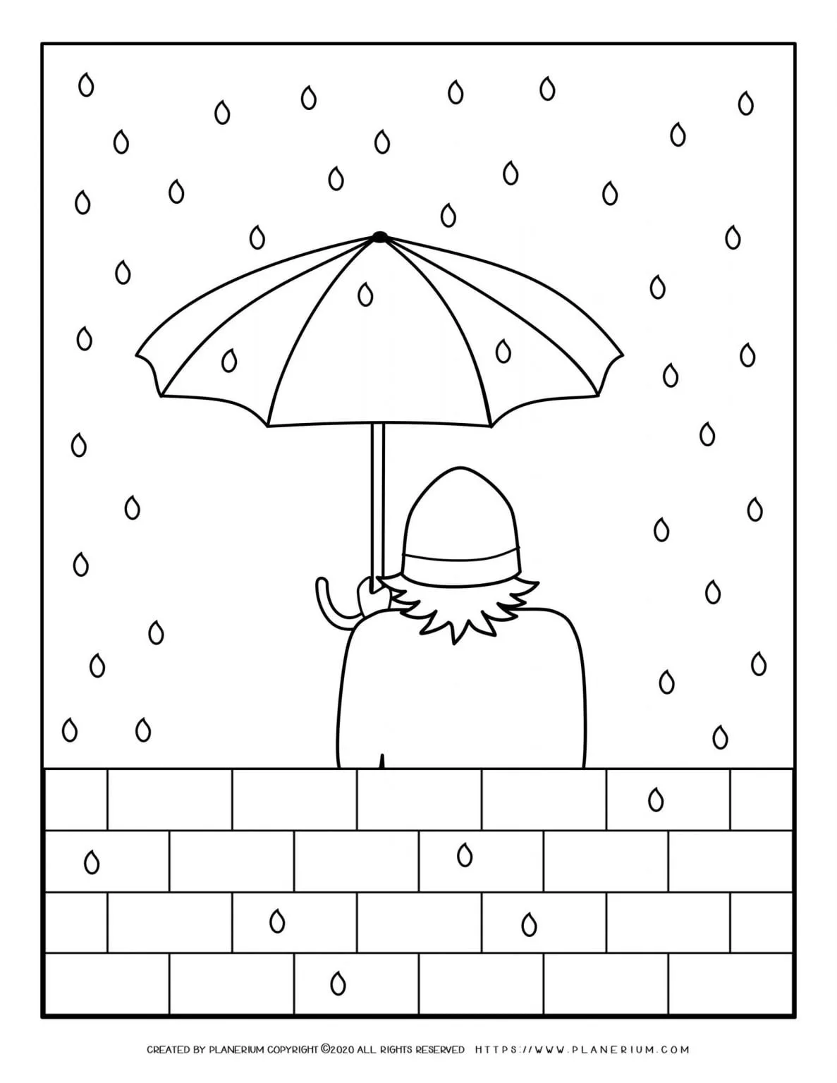 Winter Coloring Page - Standing in the Rain | Planerium