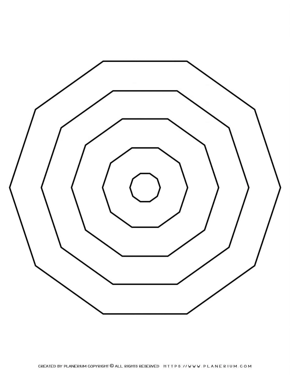 All Seasons - Coloring Page - Five Nested Decagons