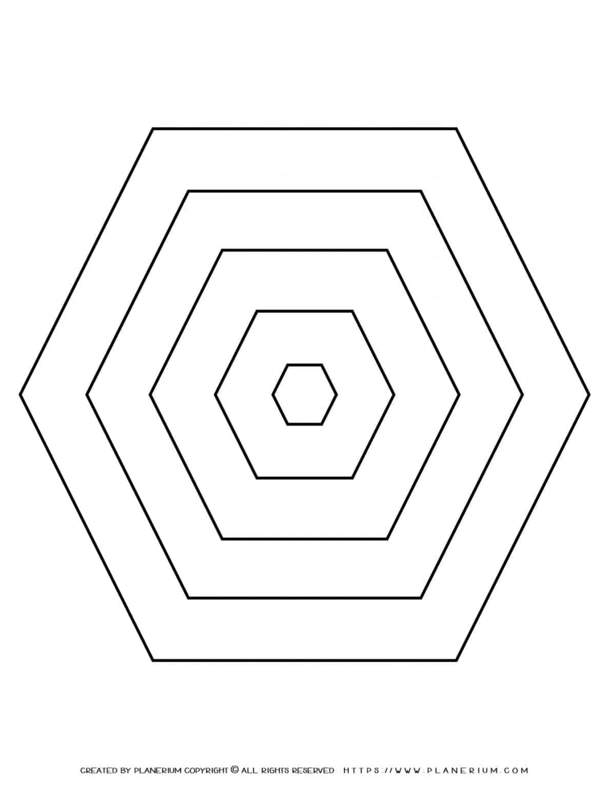 All Seasons - Coloring Page - Five Nested Hexagons