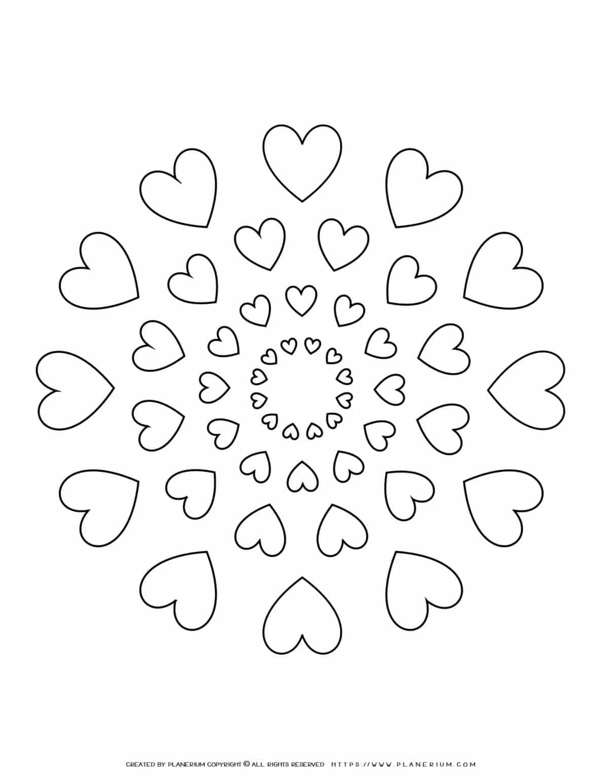 All Seasons - Coloring Page - Hearts Mandala