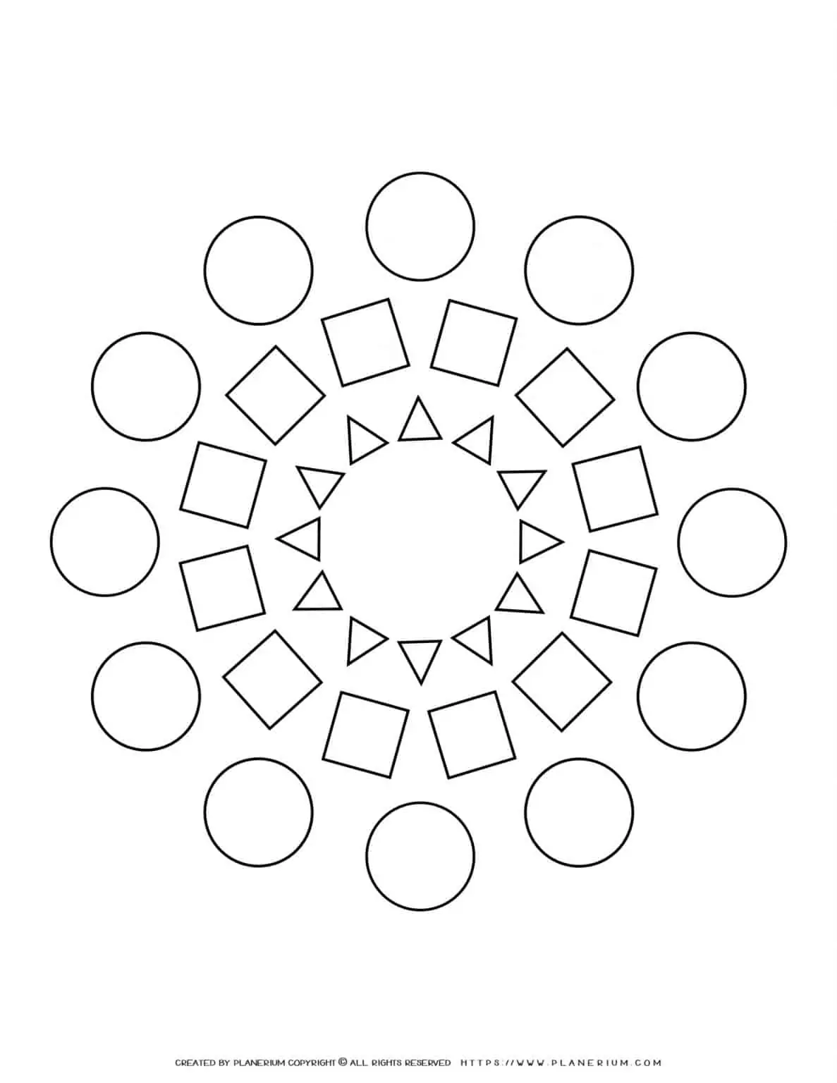 All Seasons - Coloring Page - Mixed Shapes Mandala