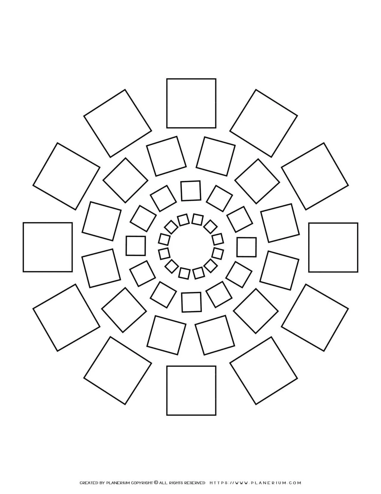 All Seasons - Coloring Page - Squares Mandala