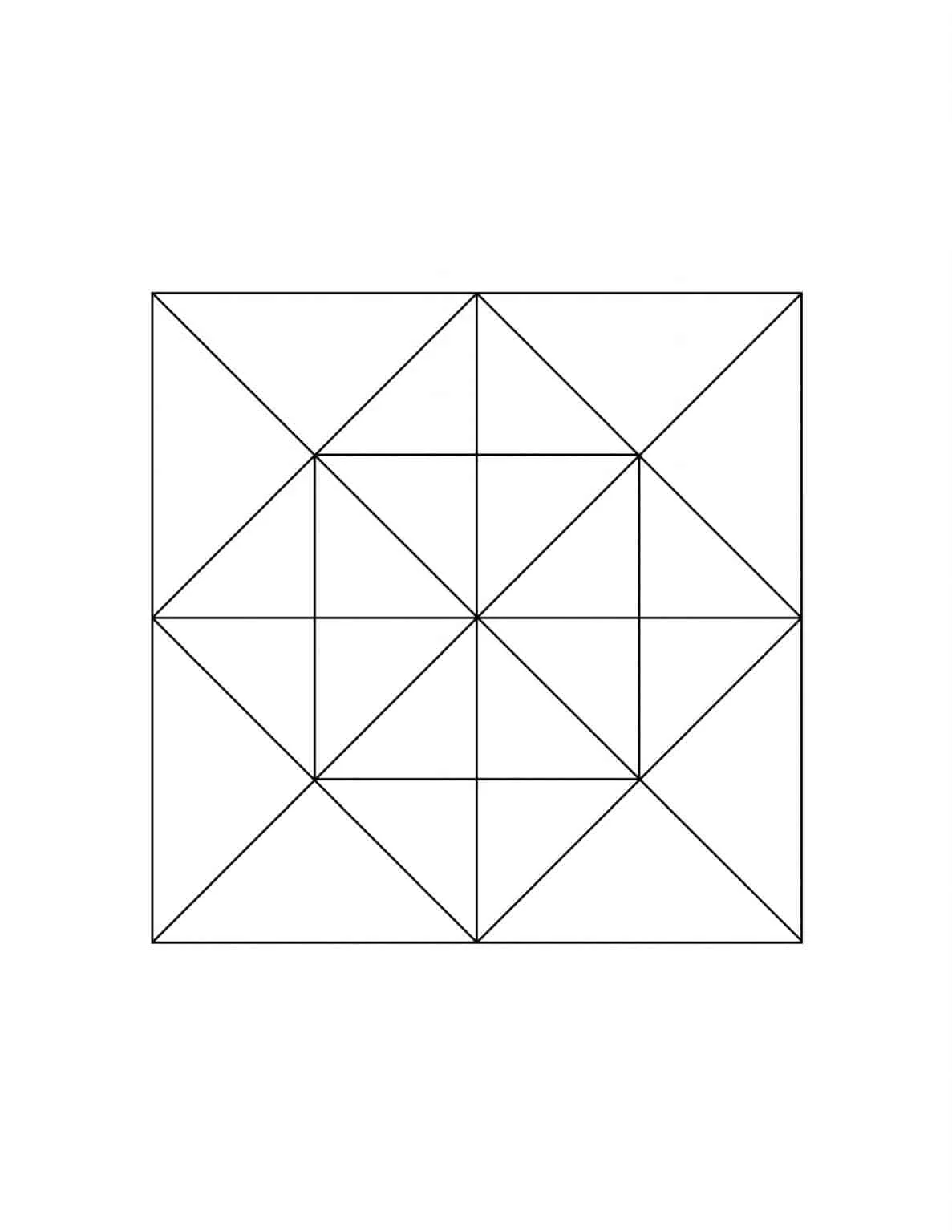 All Seasons - Coloring Page - Triangles Grid in a Square