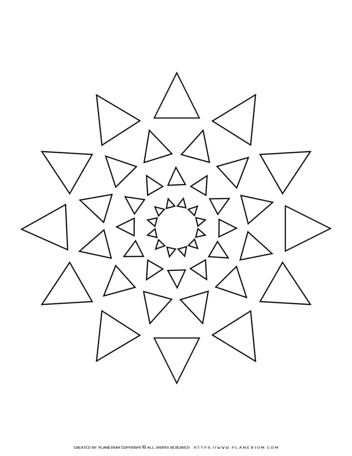All Seasons - Coloring Page - Triangles Mandala