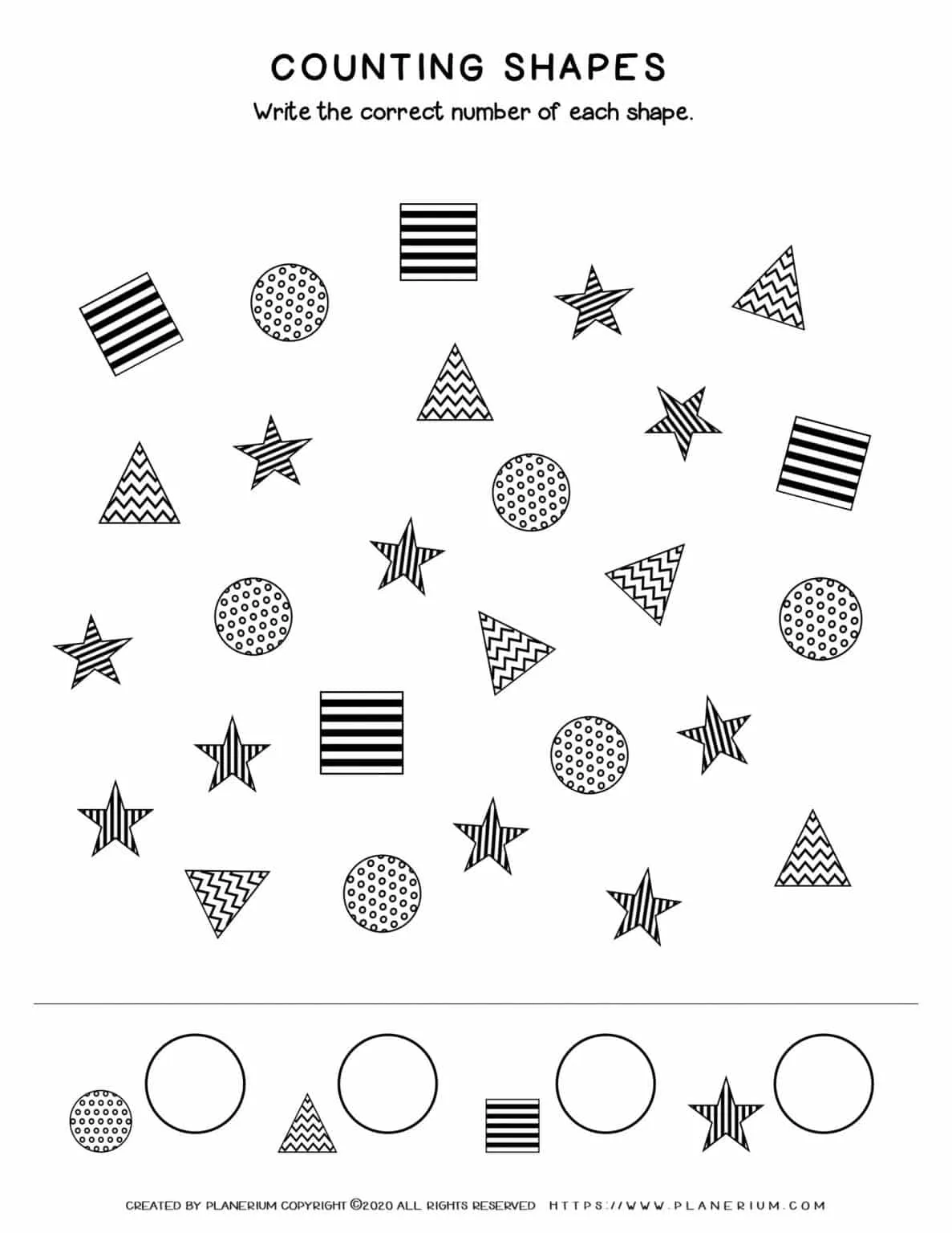 All Seasons - Worksheet - Shapes Counting and Sorting