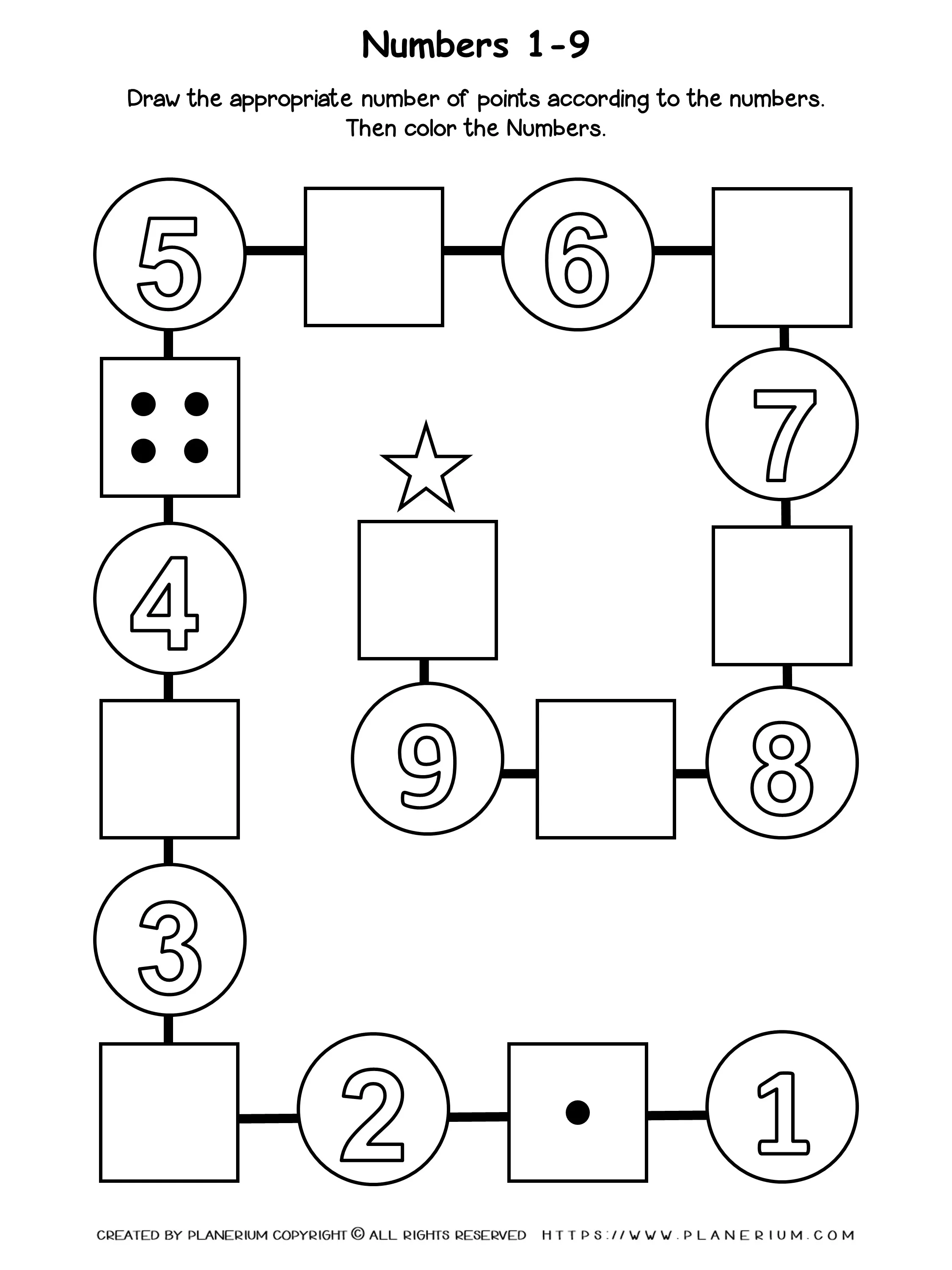 all seasons worksheet numbers path one to nine planerium