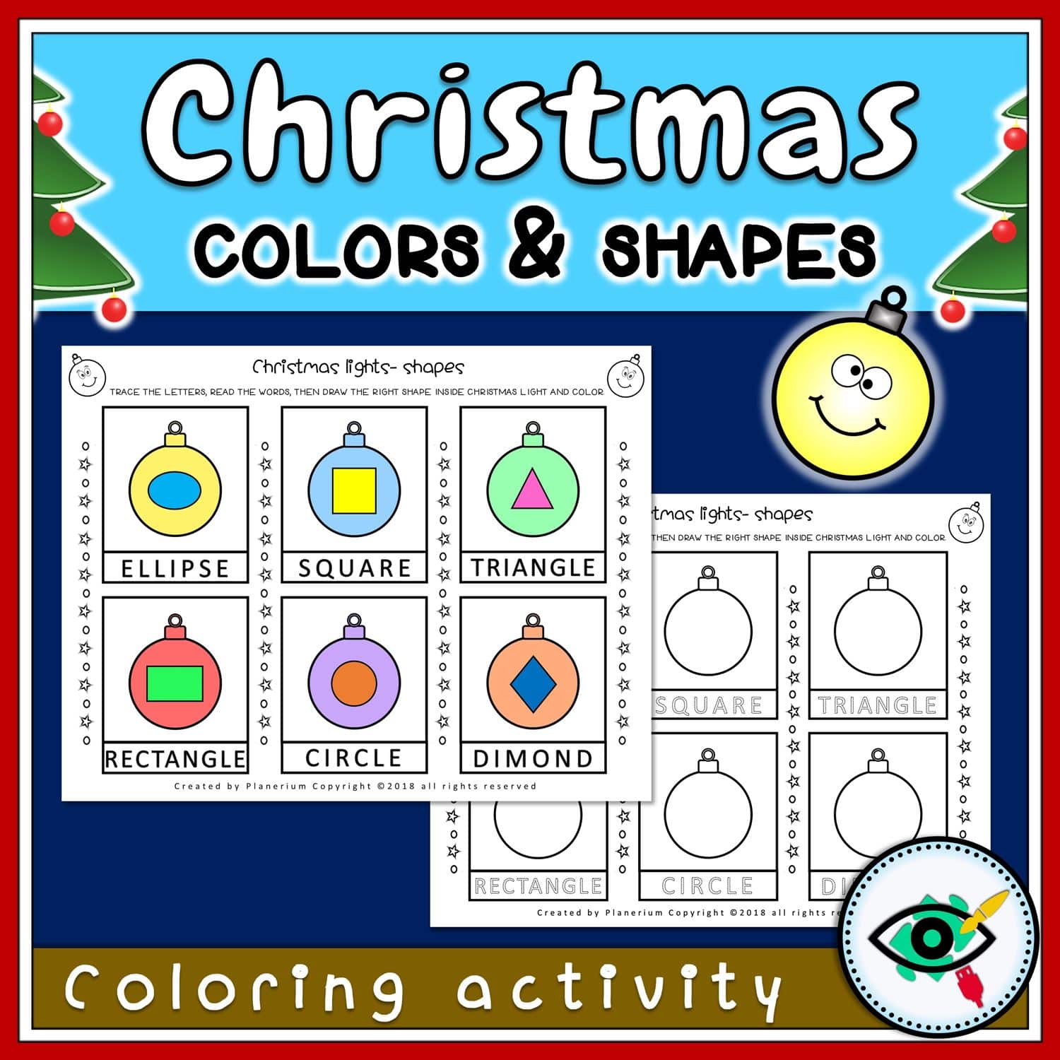 Christmas Coloring Activity - Shapes and Lights | Planerium