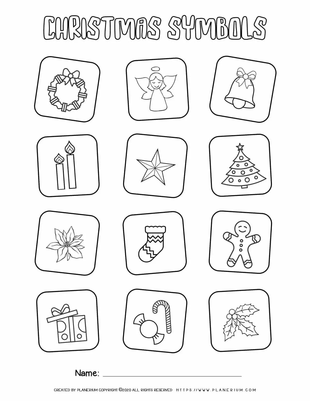 Christmas Symbols Coloring Page | Free Printables | Planerium