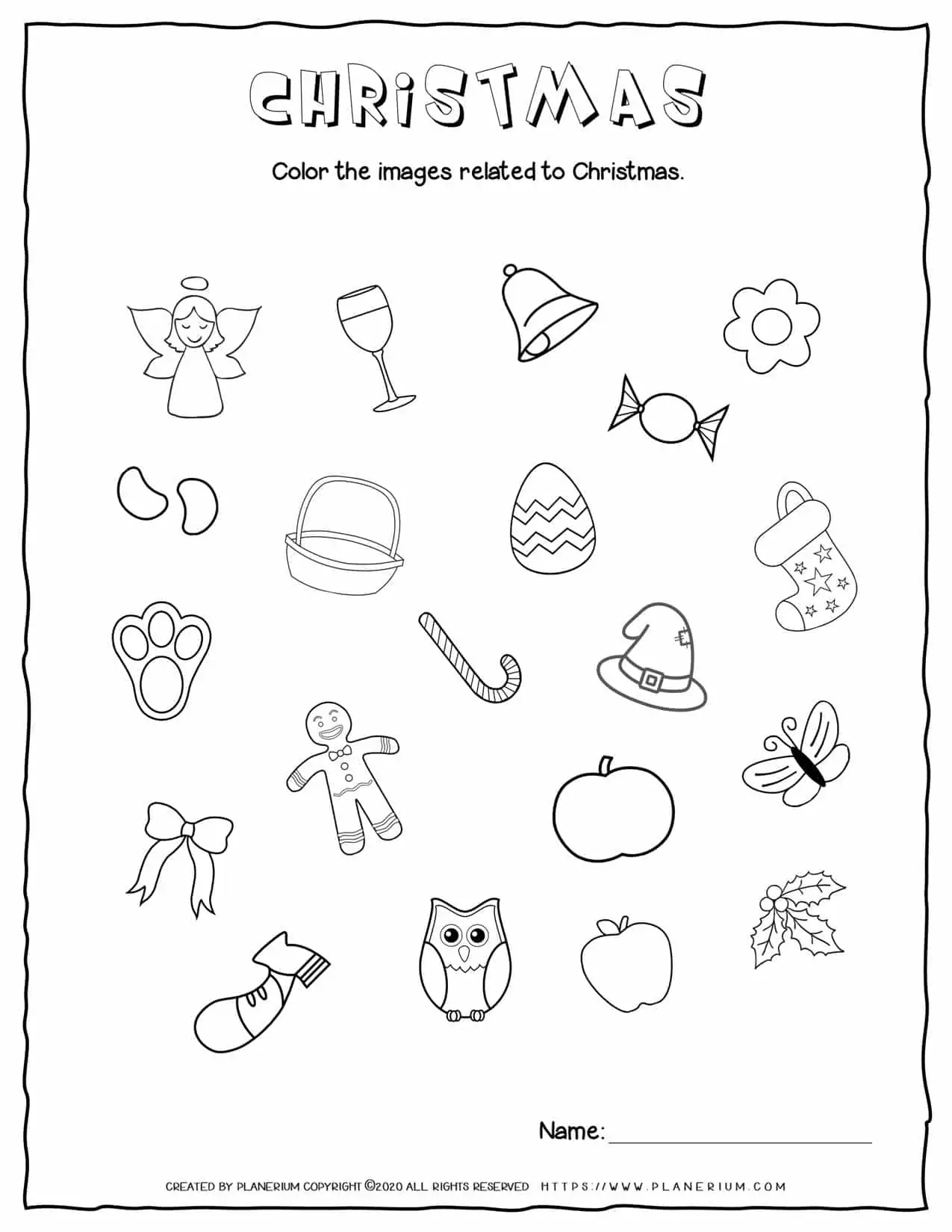 Christmas Worksheet - Color Related Objects | Free Printables | Planerium