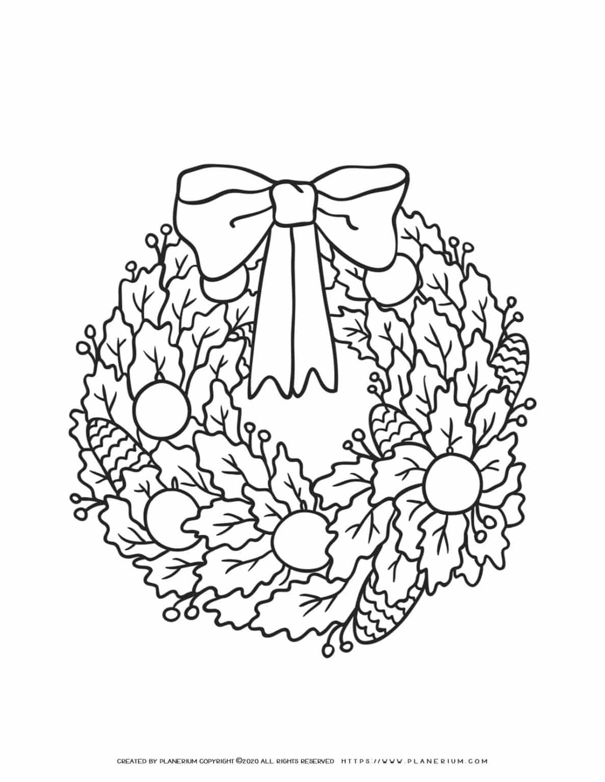 Christmas Wreath | Free Coloring Page | Planerium