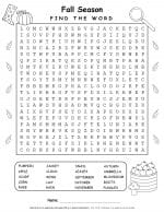 Fall Word Search Puzzle - Twenty Words - Free Printable | Planerium