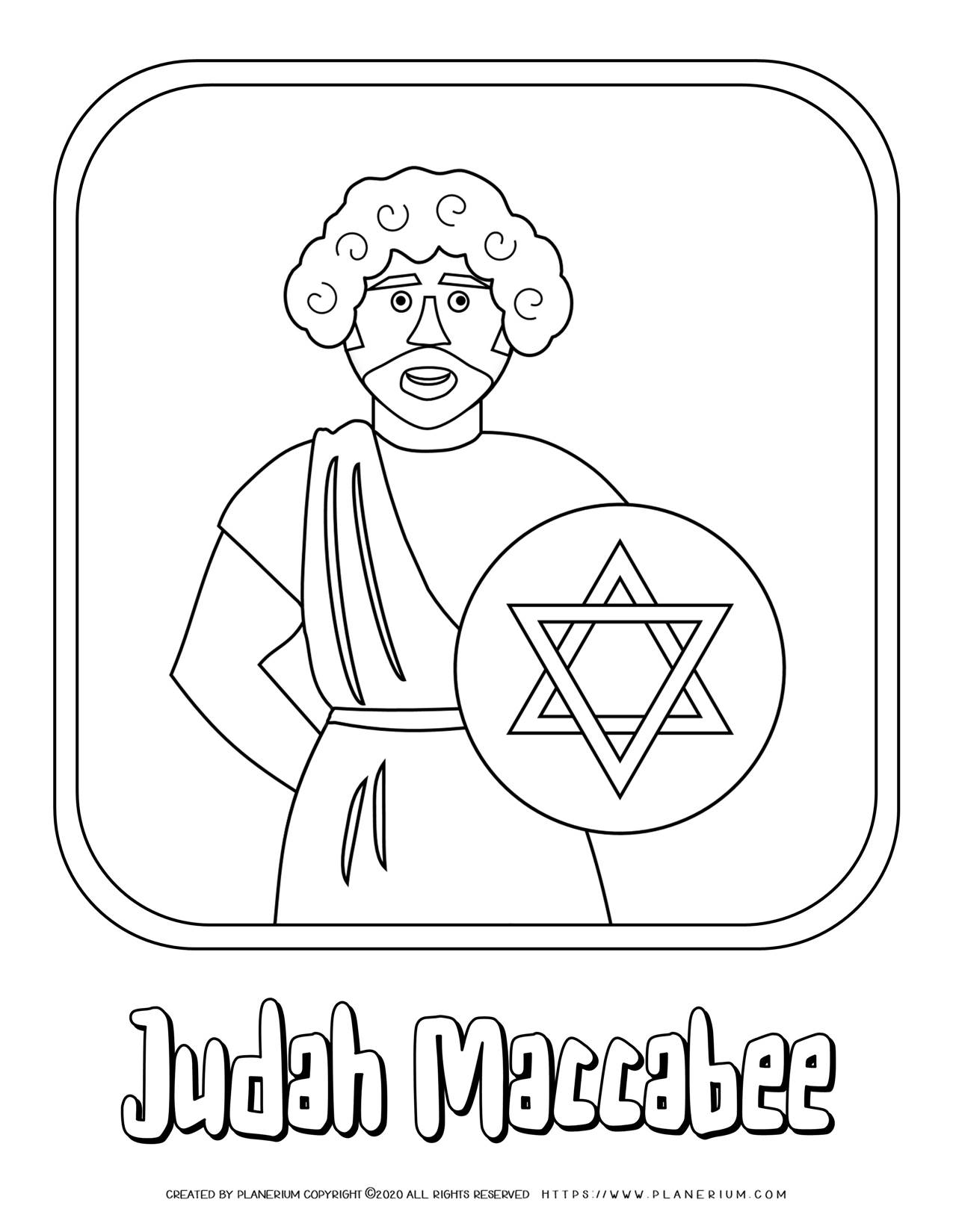 Judah Maccabee Coloring Page With The Star Of David Planerium For a limited time, we are offering you 8 exclusive hanukkah drawings to download and print from the comfort of your own home. judah maccabee coloring page with the