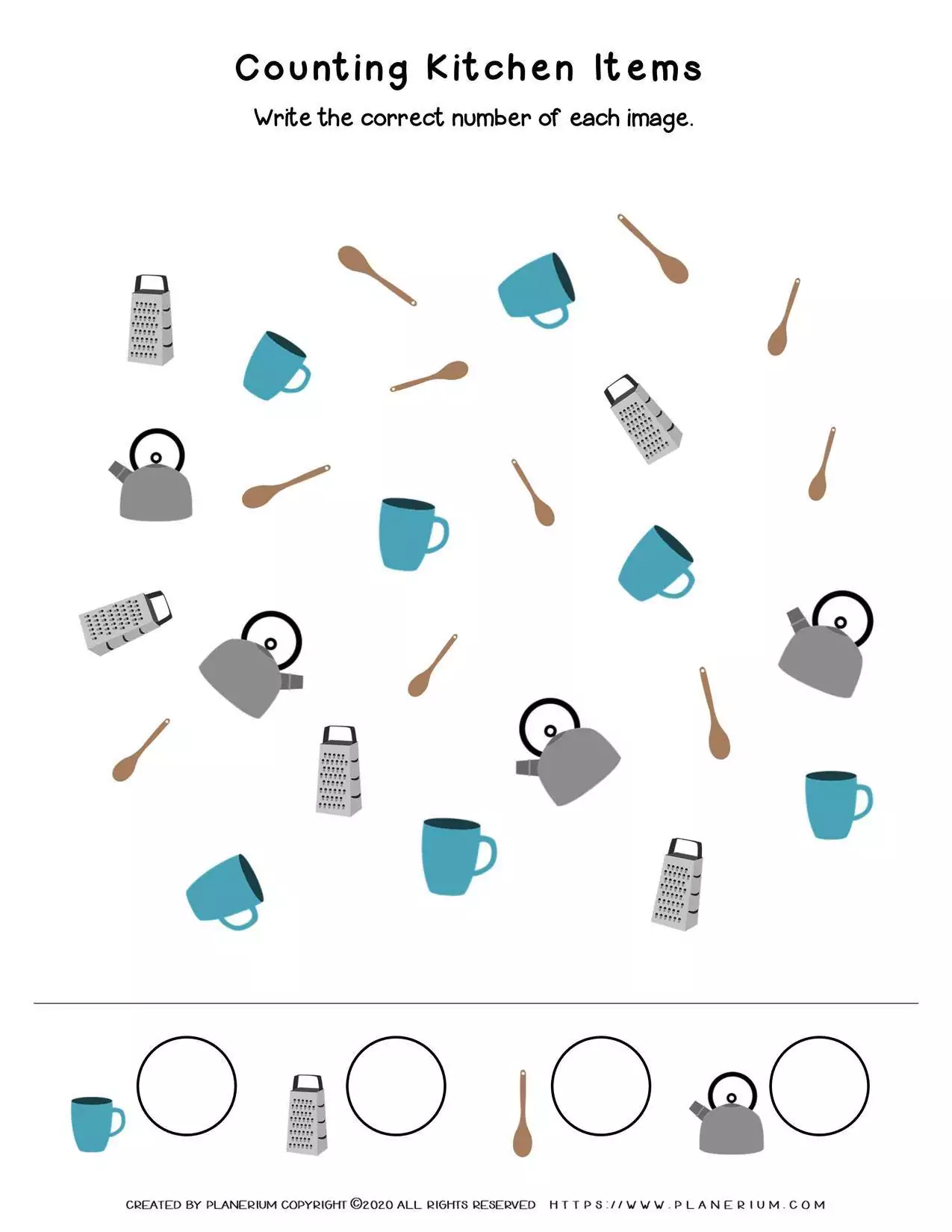 My Home - Worksheet - Counting Kitchen Items | Planerium