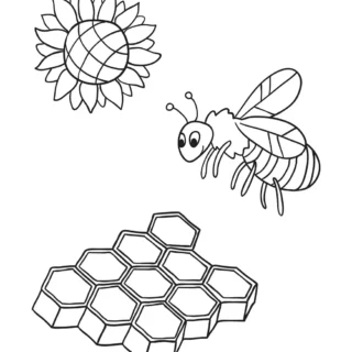 bee and flower coloring pages