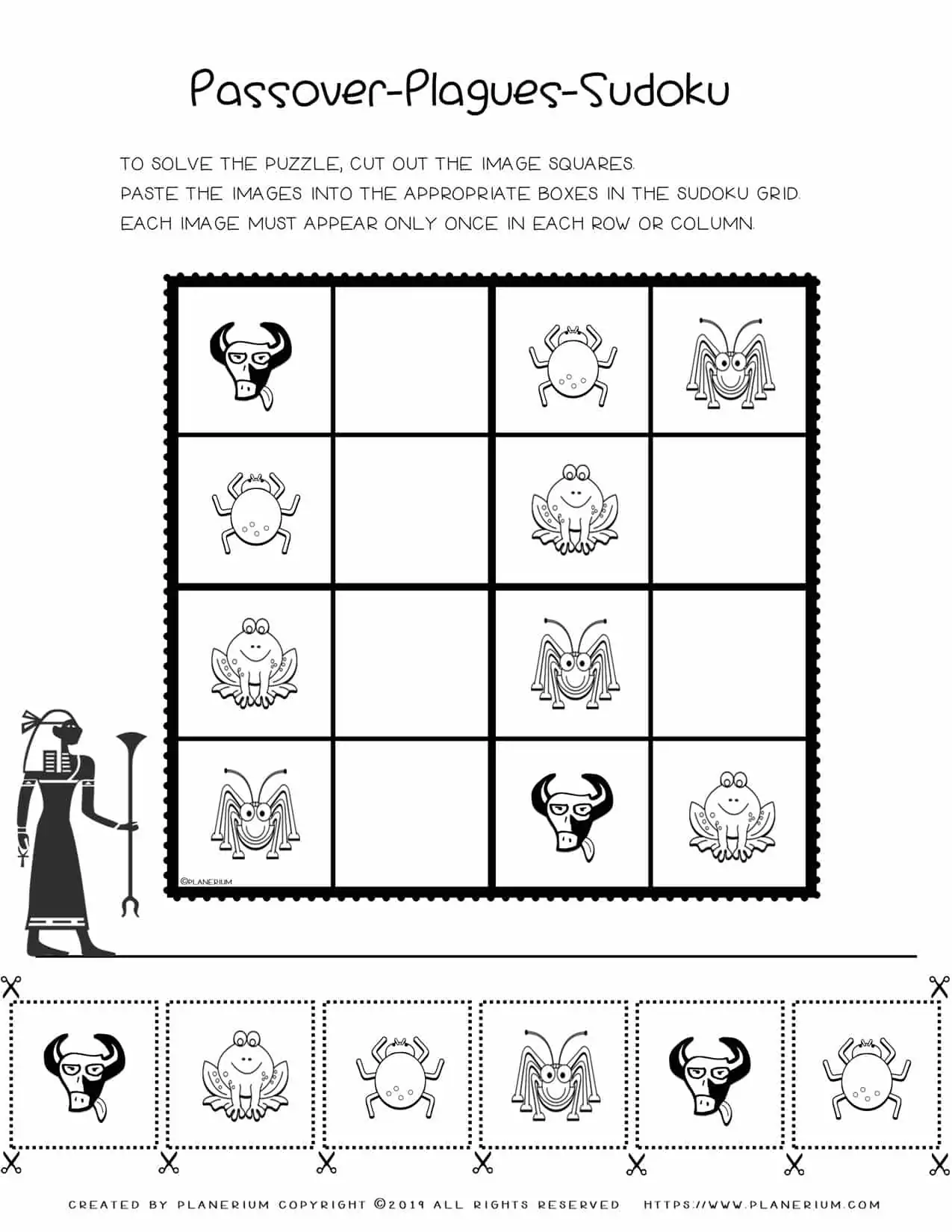 Sudoku For Kids - Passover Plagues Free Worksheet | Planerium