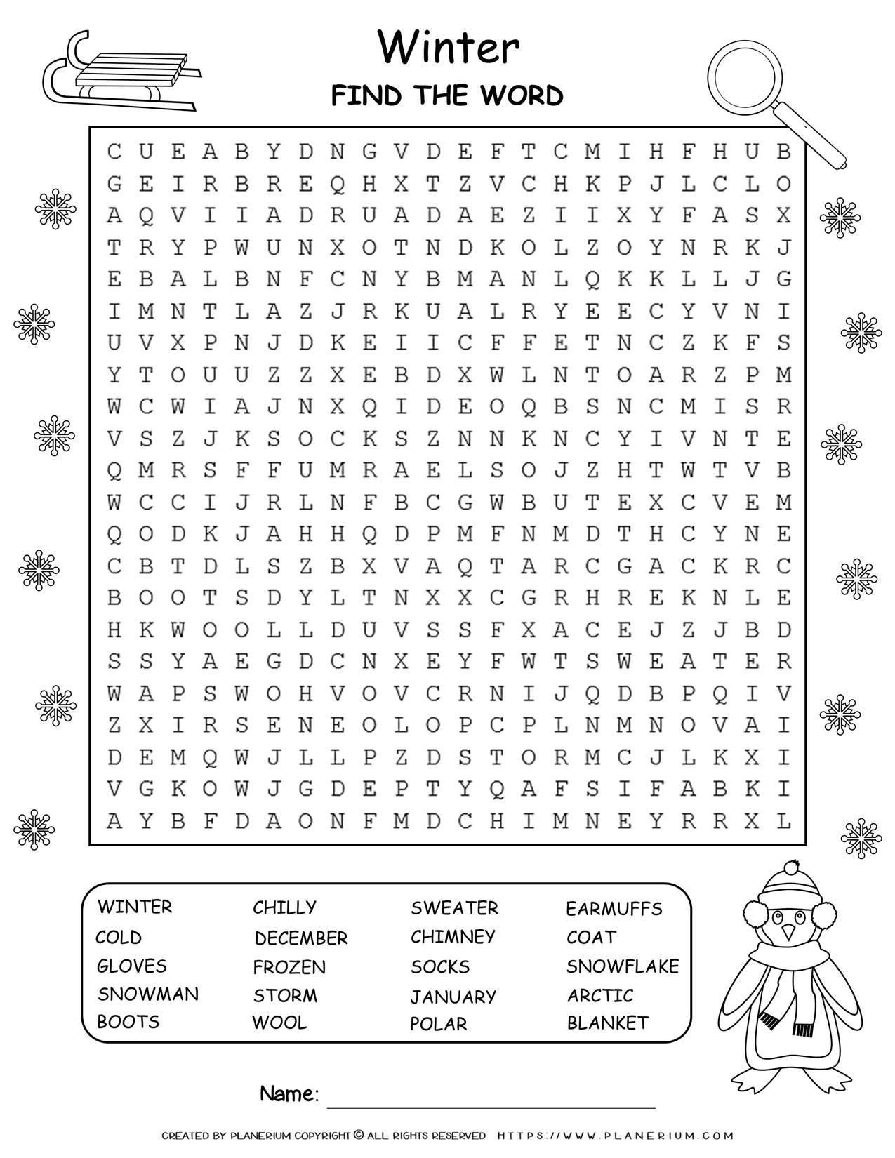 Winter Word Search Free Printable