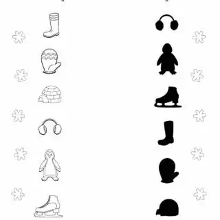 Shadow Matching Worksheet for the Winter - Free Printable | Planerium