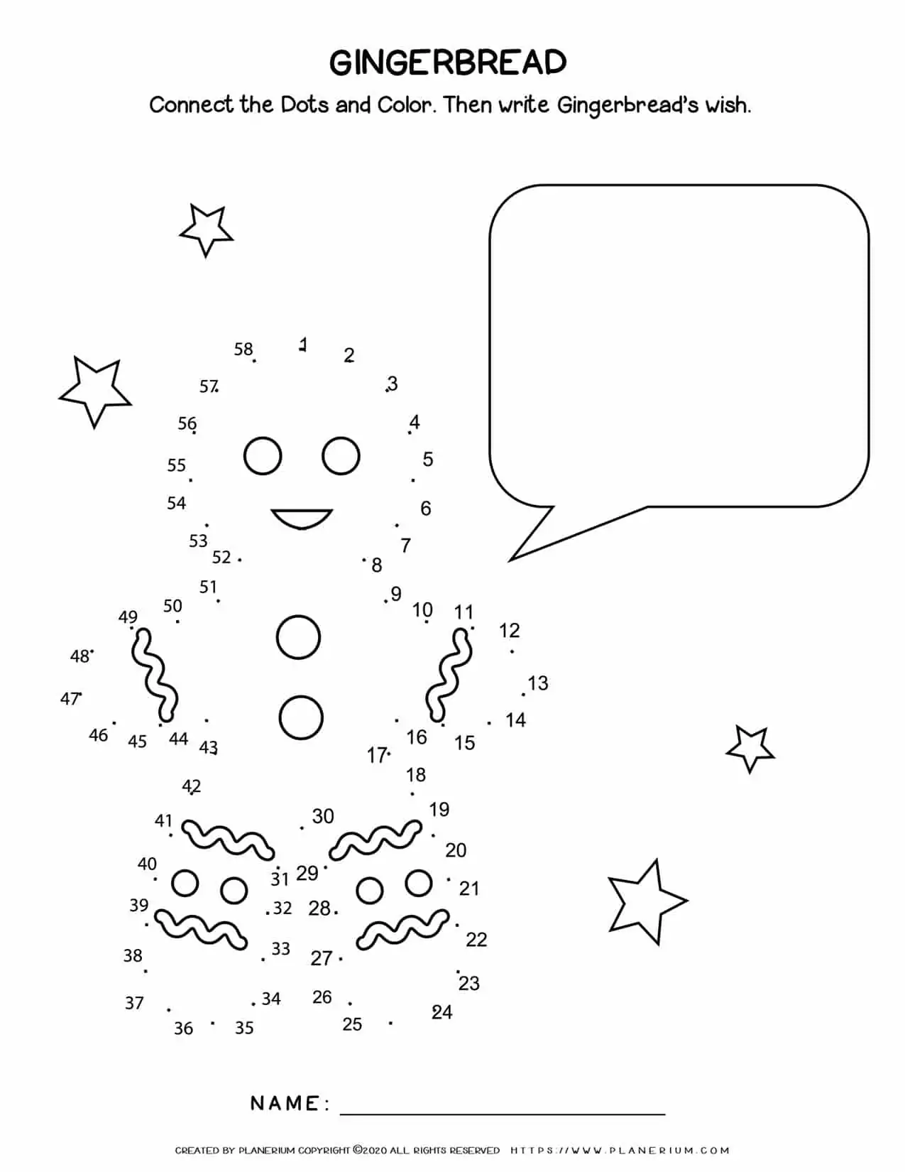 Gingerbread Man Dot to Dot - Christmas worksheet - Free Printable | Planerium
