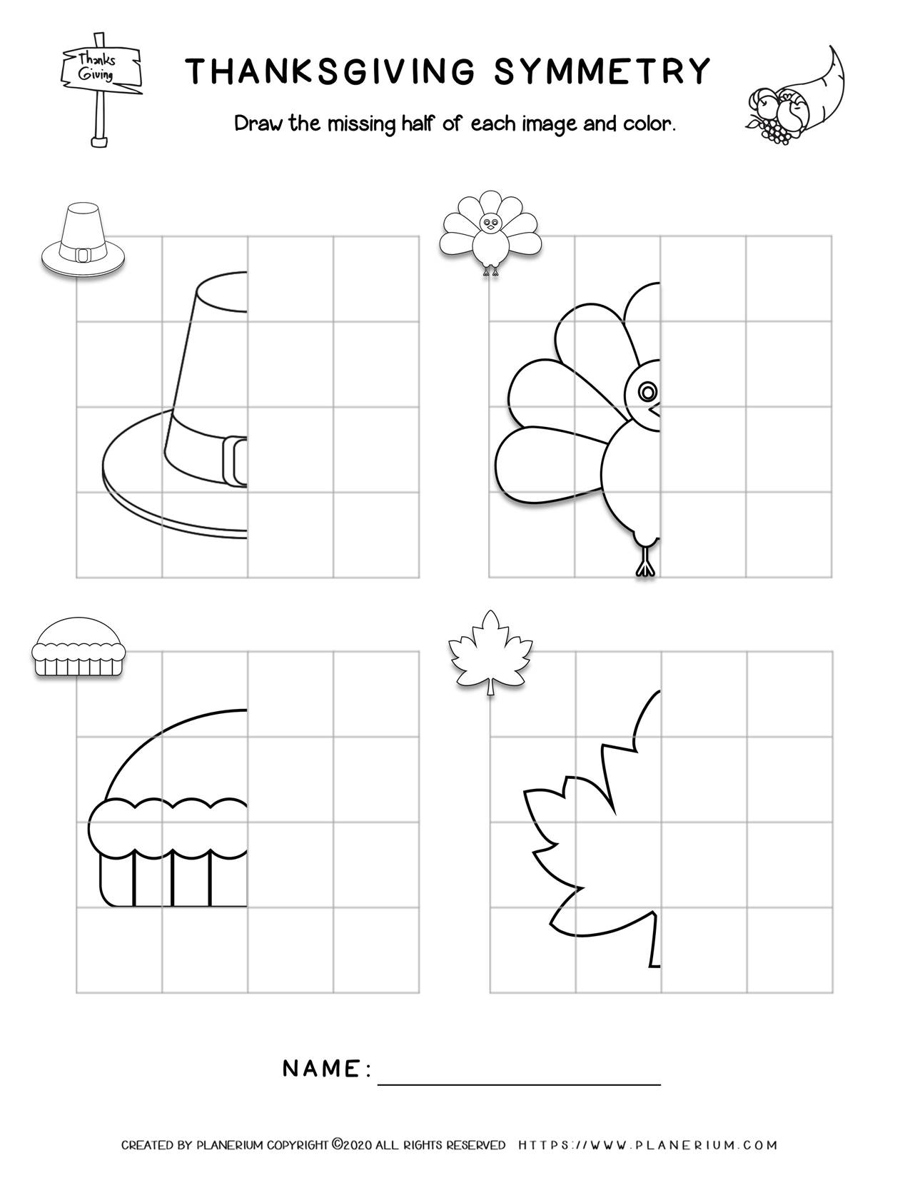 Worksheets21 Thanksgiving Symmetry Drawing