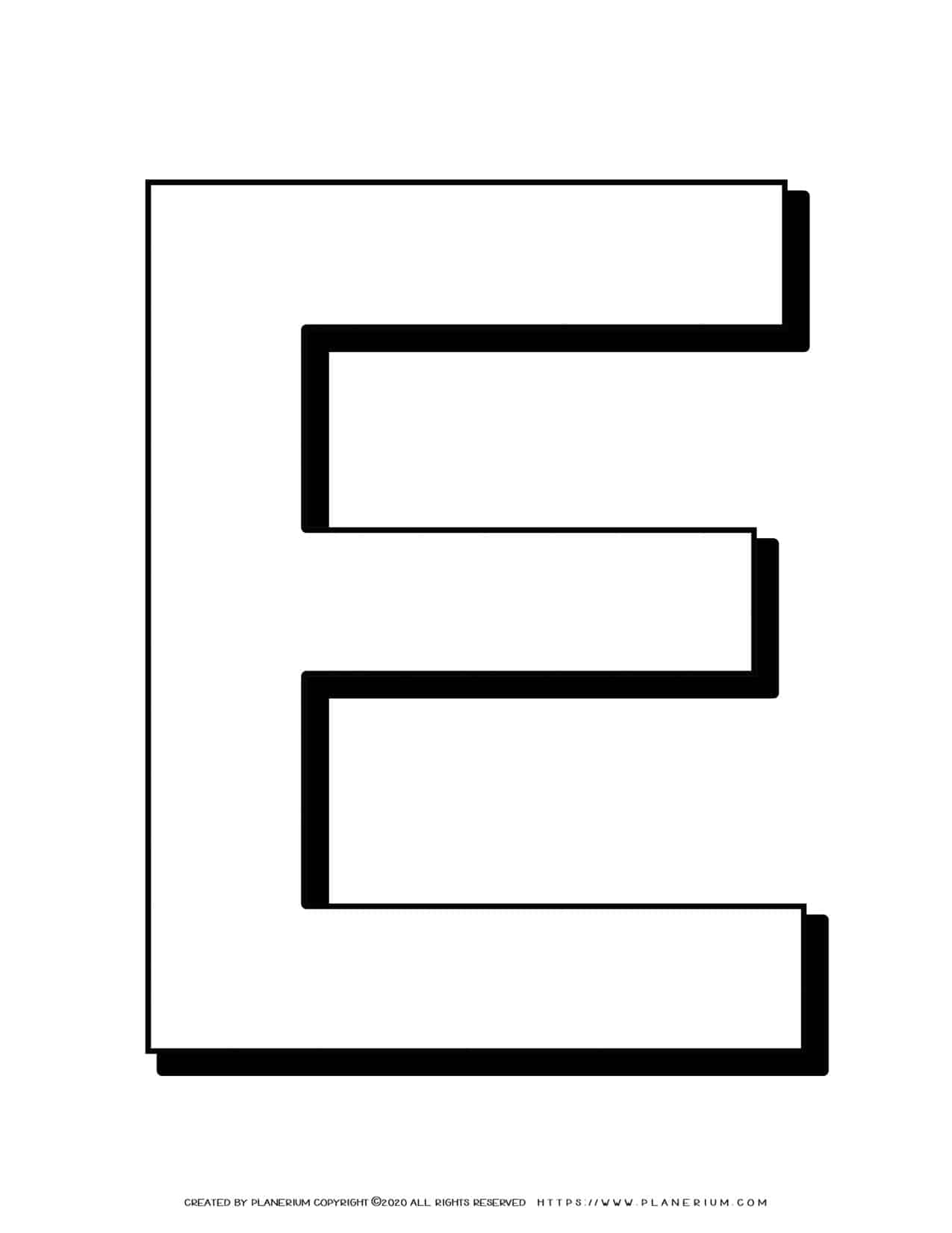 Alphabet Coloring Pages - English Letters - Capital E