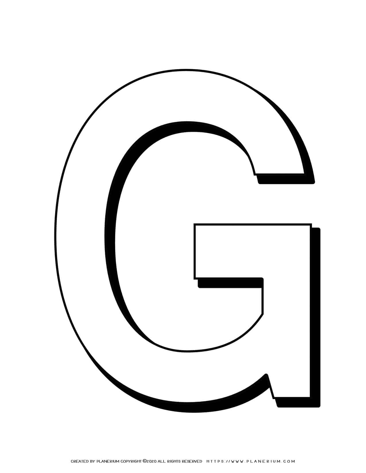 Alphabet Coloring Pages - English Letters - Capital G | Planerium