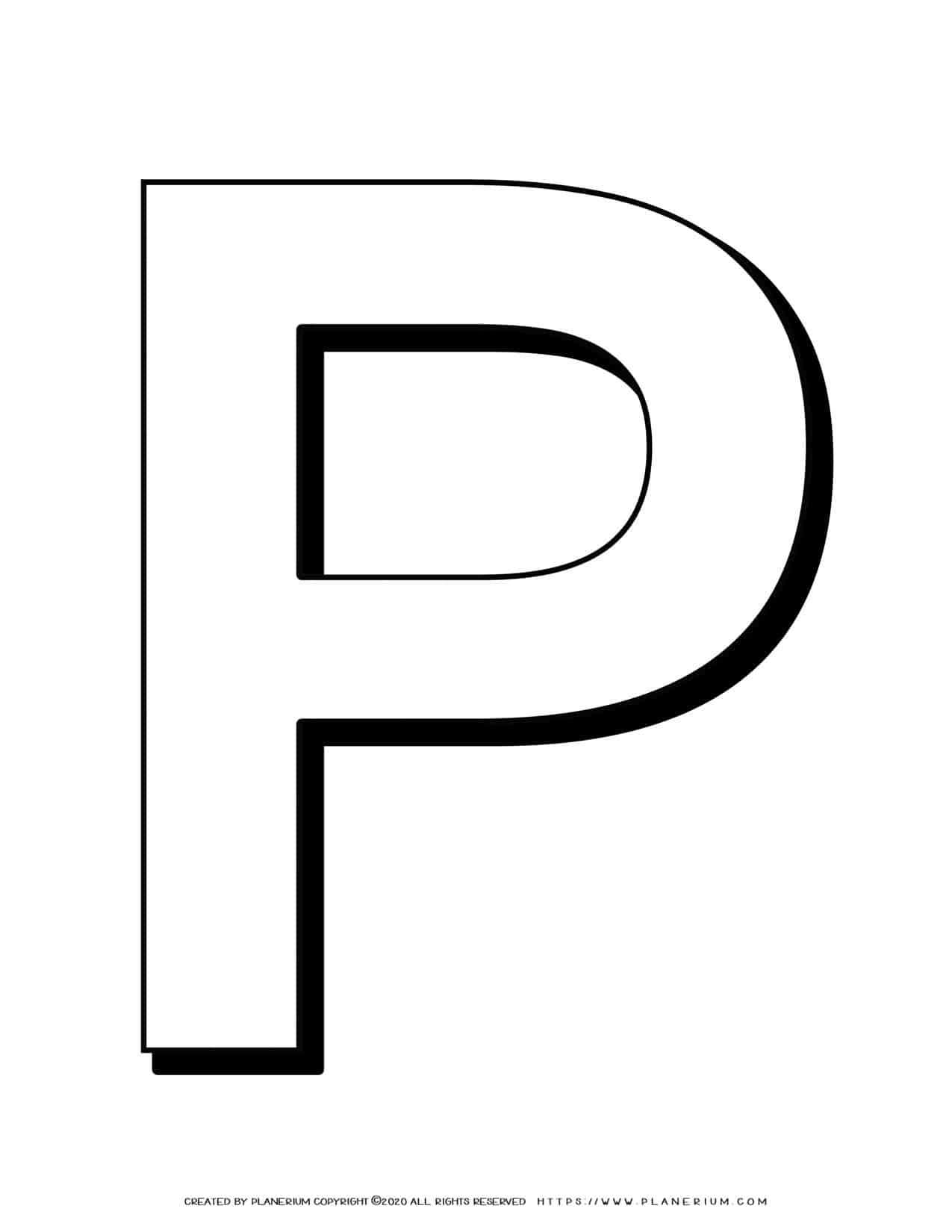 Alphabet Coloring Pages - English Letters - Capital P | Planerium