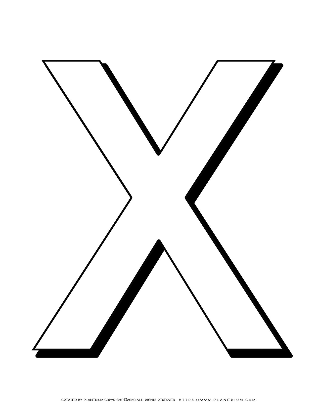 Alphabet Coloring Pages - English Letters - Capital X | Planerium
