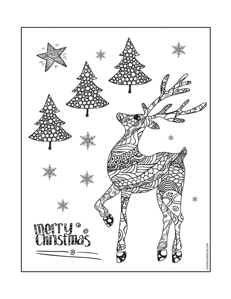 Deer Coloring Page - Happy Deer | Planerium