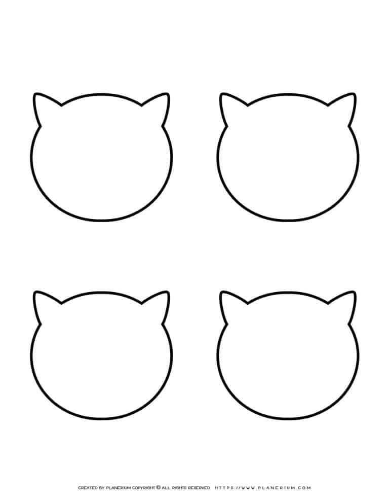 Cat Head Template Four Heads Outline FREE Printable Planerium