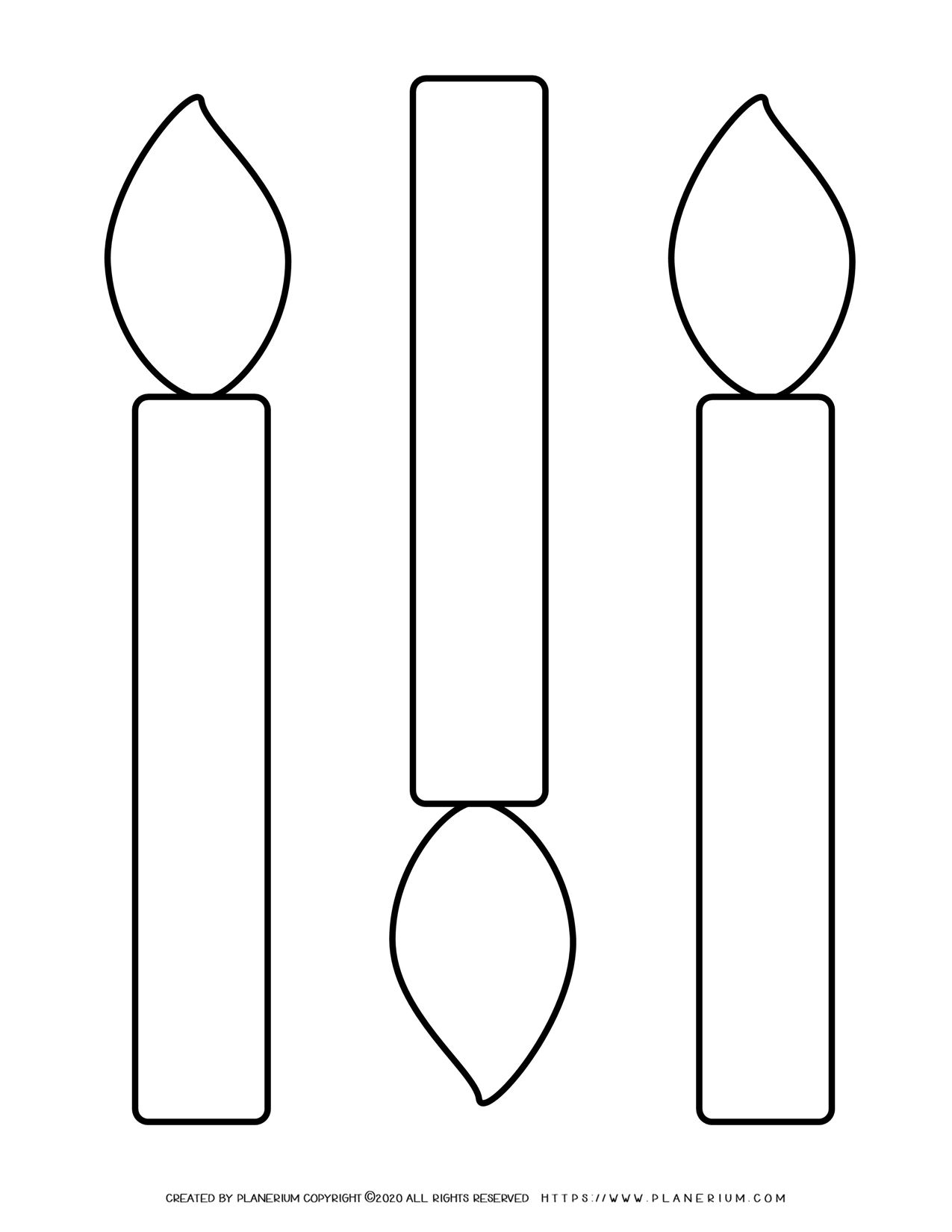 Candles outline | Three Large Candles | Planerium