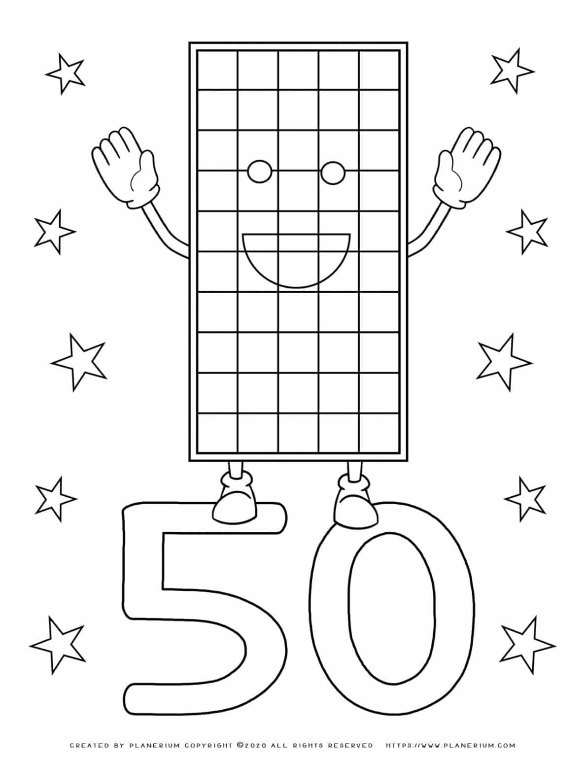 Number Coloring Pages - 50 | Free Printables | Planerium