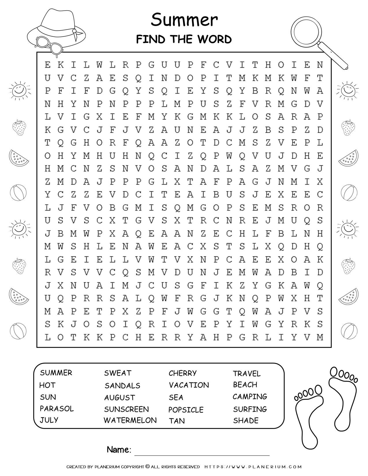 summer word search puzzle free printables planerium