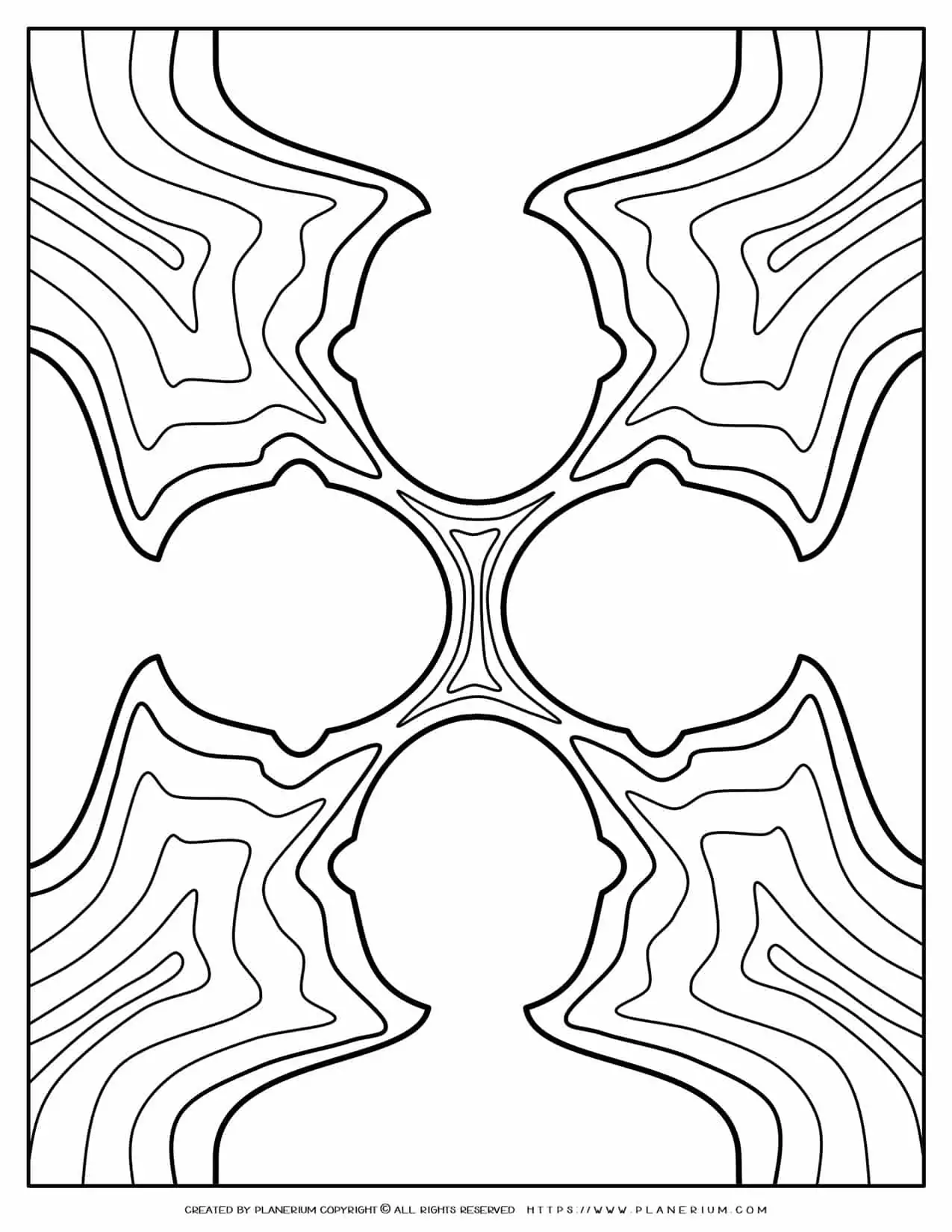 Adult Coloring Pages - Four White Figures on Shallow Water | Planerium