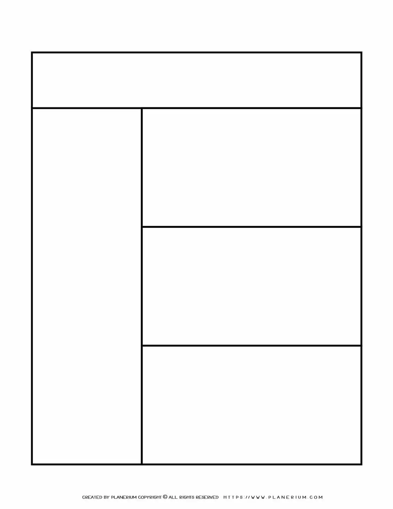 Graphic Organizer Templates - Chart with One Column and Three Rows | Planerium