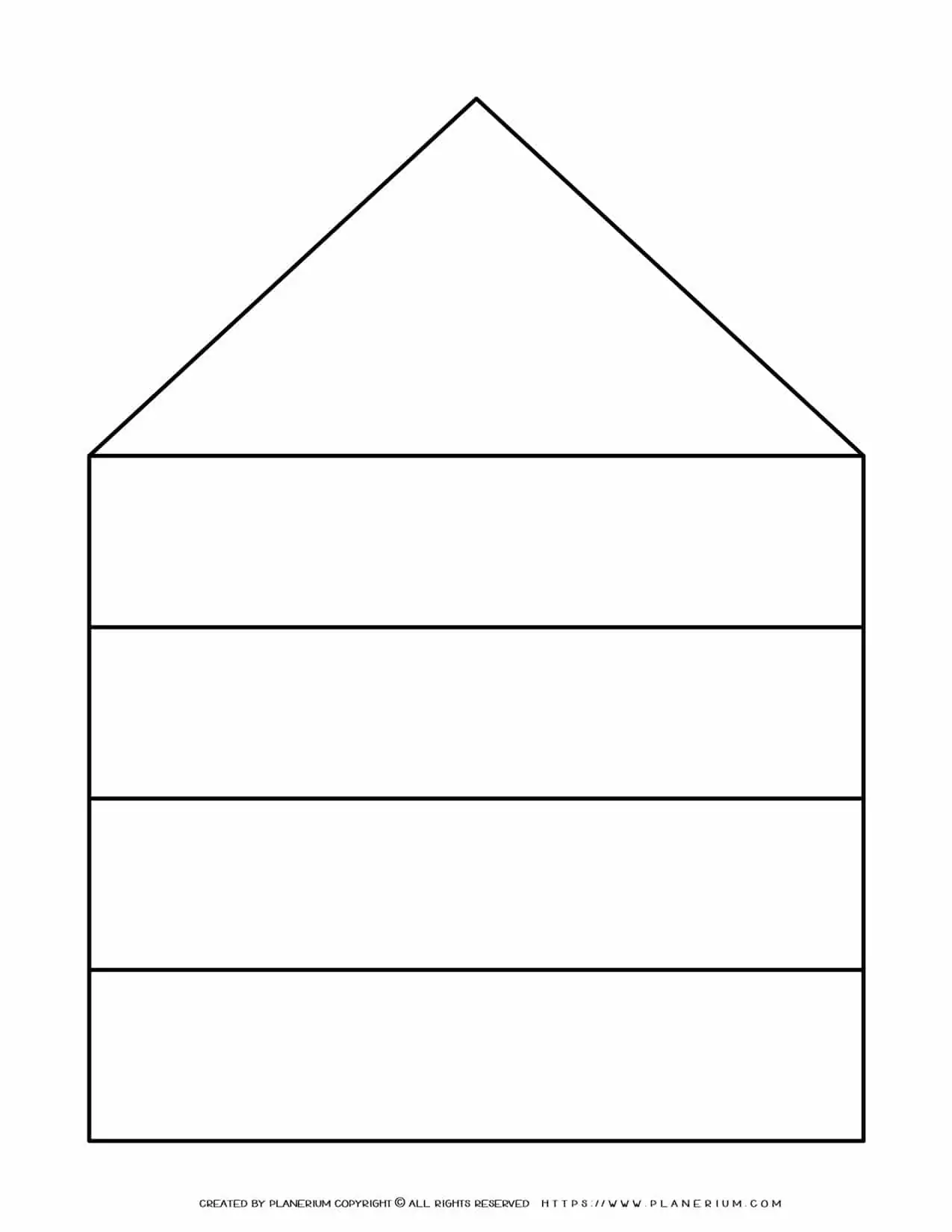 Graphic Organizer Templates - House Chart with Four Rows | Planerium
