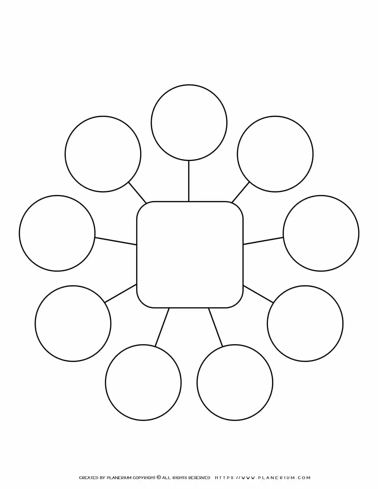 Mind Map Template - NIne Ideas - Square | Planerium