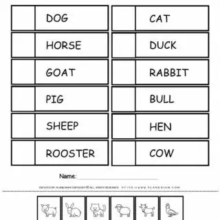 Matching Word To Picture - Farm Animals | Planerium