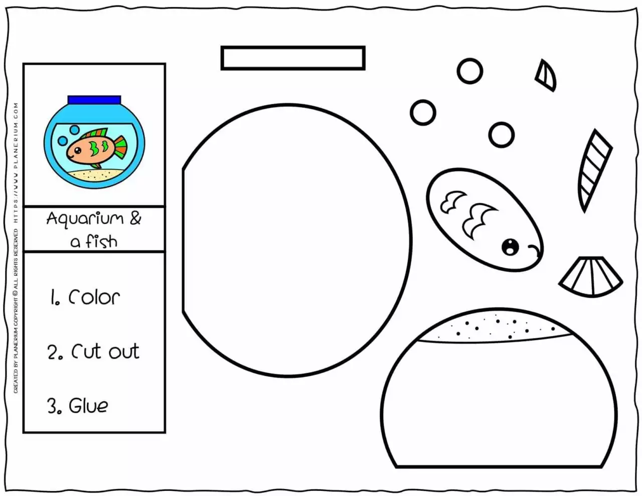 Cut and Glue Worksheets - Aquarium and Fish | Planerium