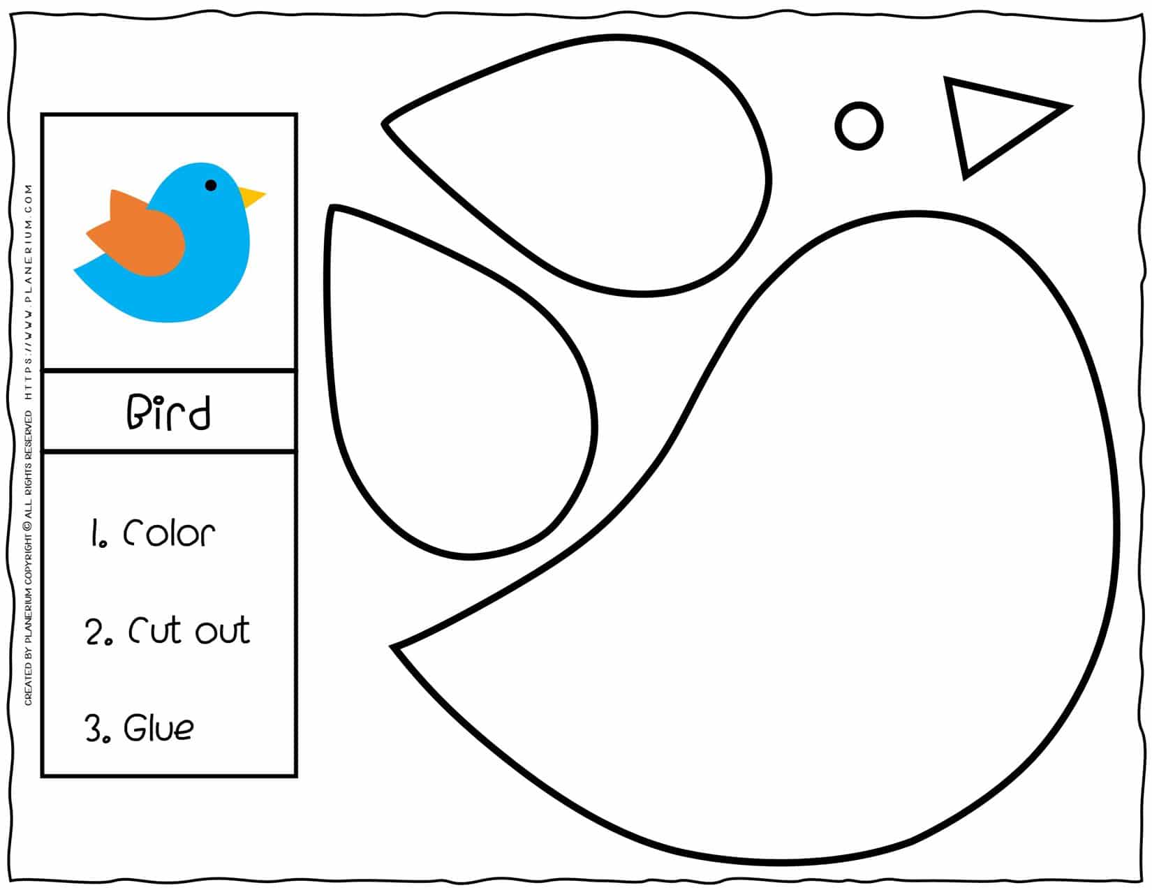 cut and glue worksheets bird planerium