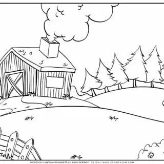 Farmhouse Coloring Page | Planerium
